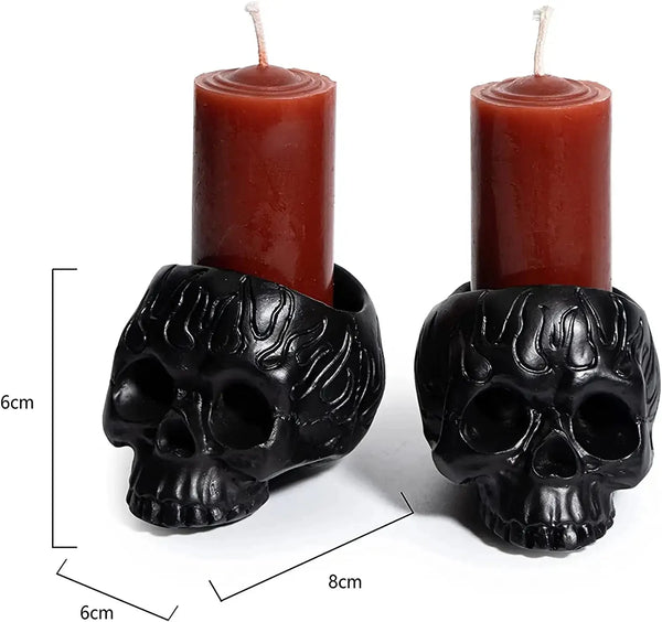 Bleeding Skull Candle Holder with Candles - 2 Pack