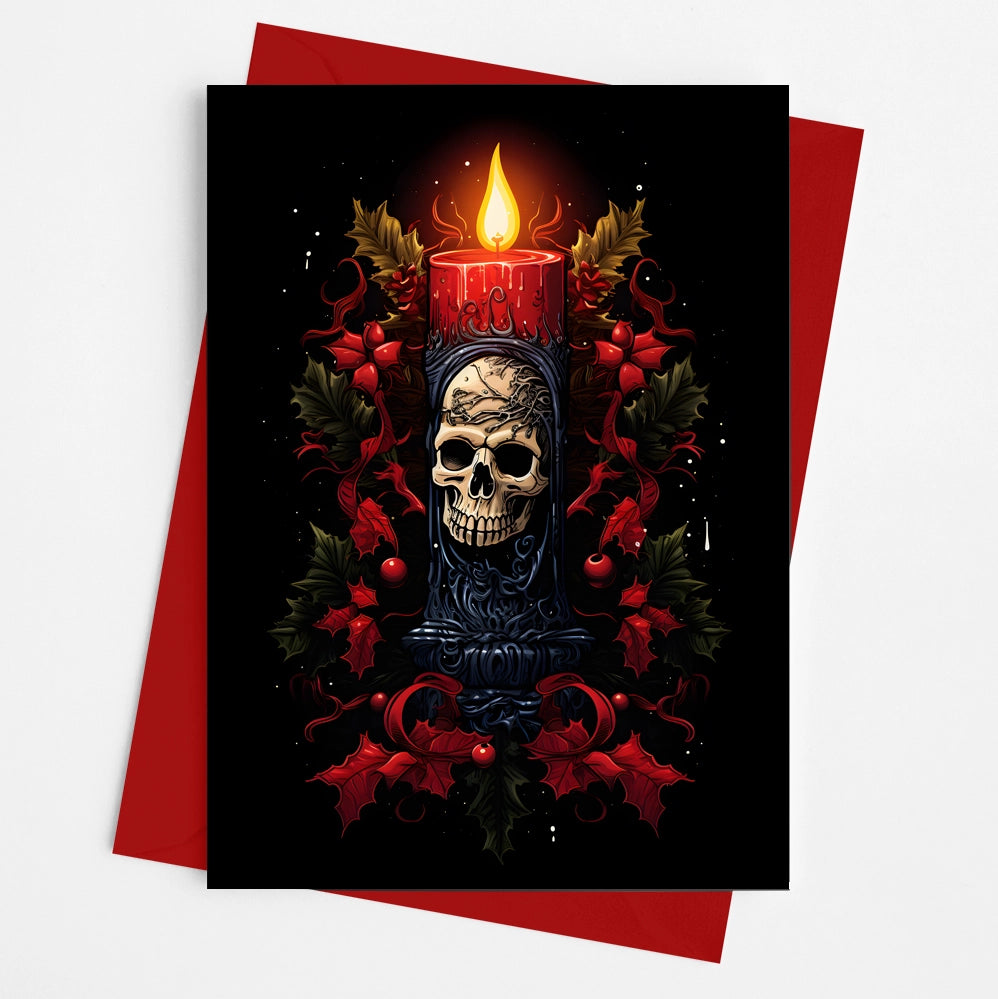 Skull Candle Wreath Large Alternative Christmas Xmas Card