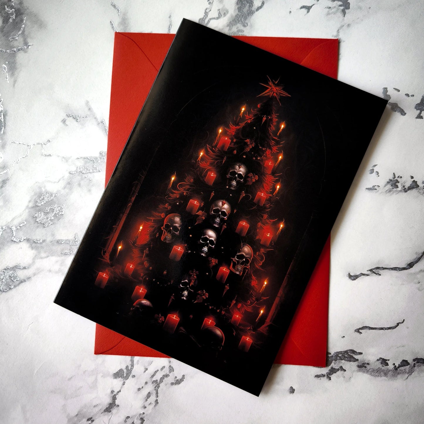 Skull Christmas Tree Large Alternative Gothic Xmas Card