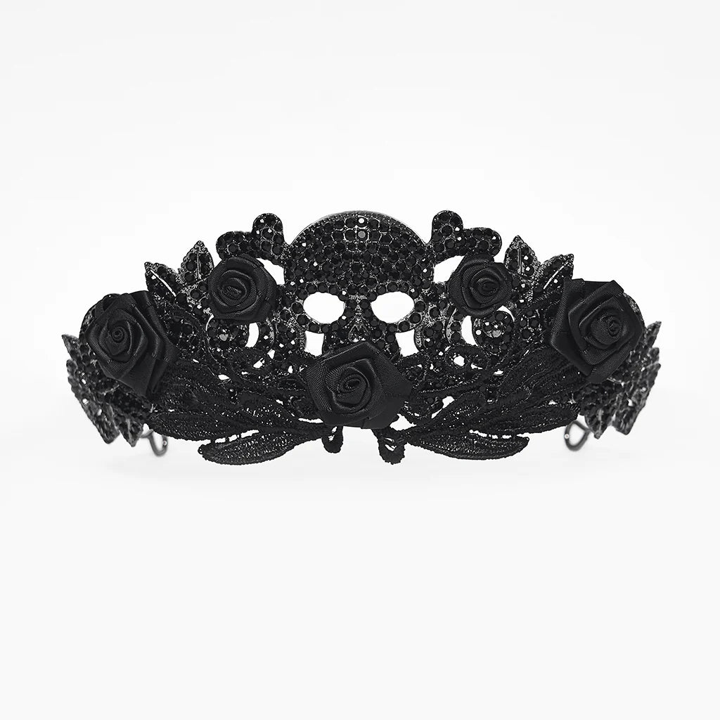 Black Rose Lace Skull Crown