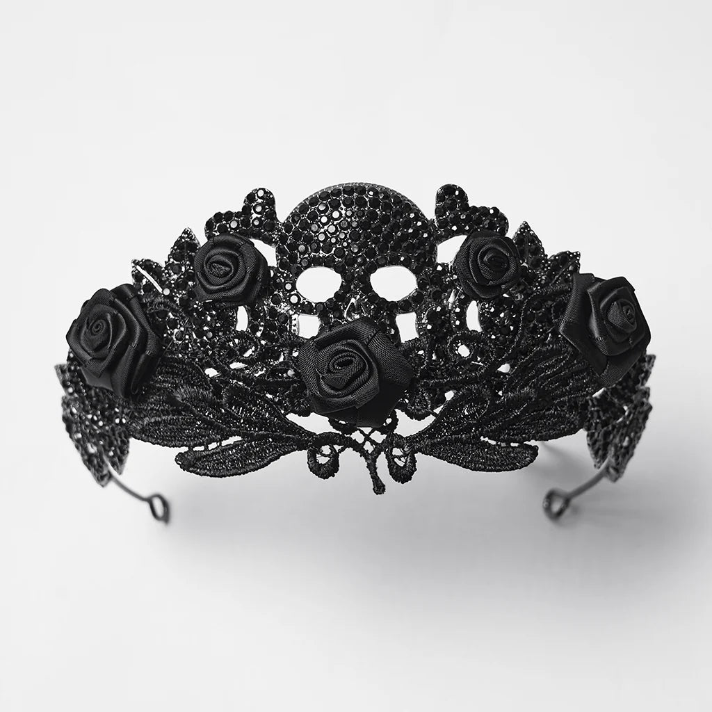 Black Rose Lace Skull Crown