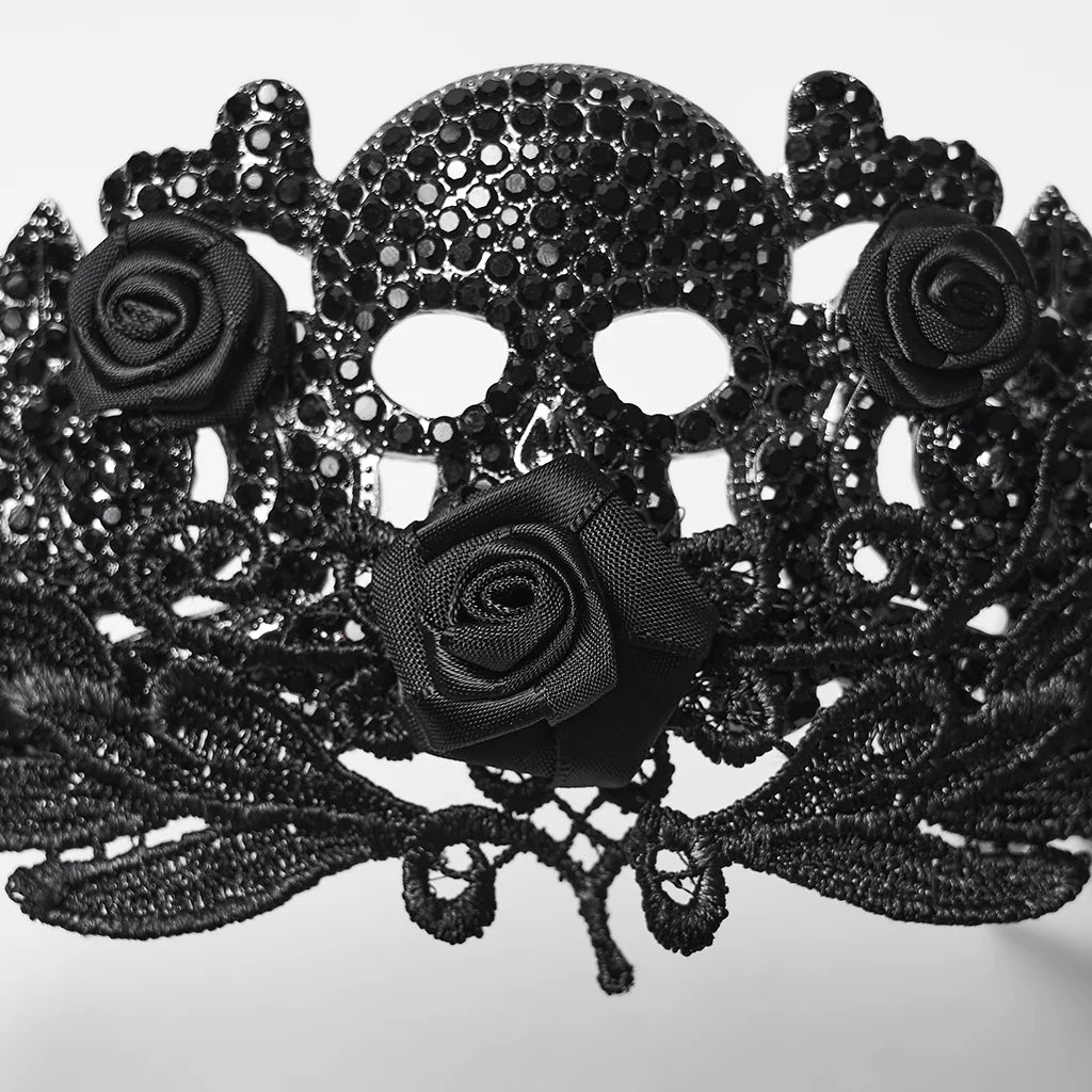 Black Rose Lace Skull Crown
