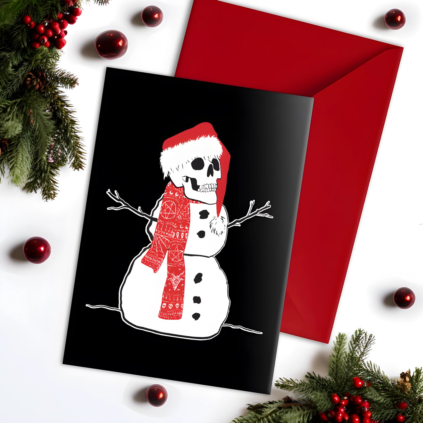 Skull Snowman Large Alternative Christmas Xmas Card