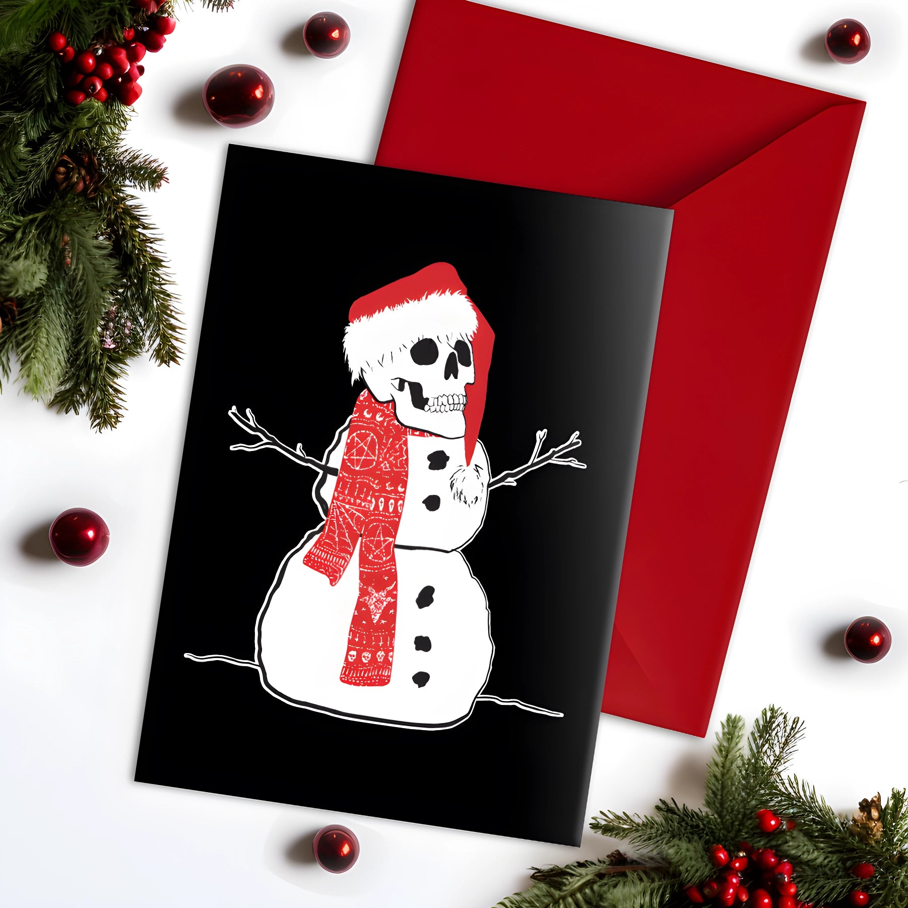 Skull Snowman Large Alternative Christmas Xmas Card