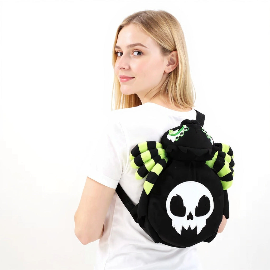 Glow in the Dark Skull Spider Plush Backpack