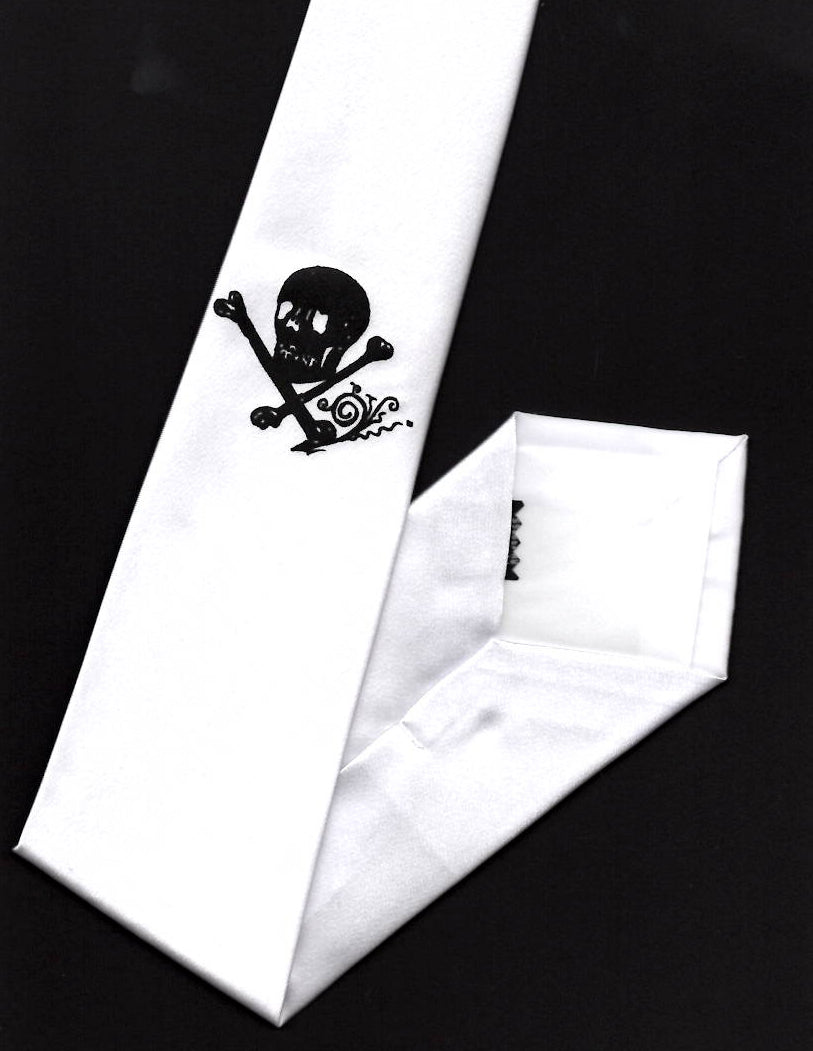 Skull + Bones Necktie - White