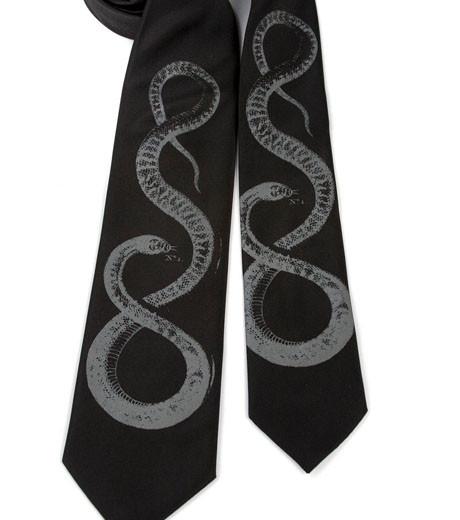 Snake Necktie - Gray on Black