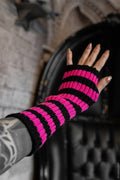Spooky Striped Arm Warmers - Black/Pink