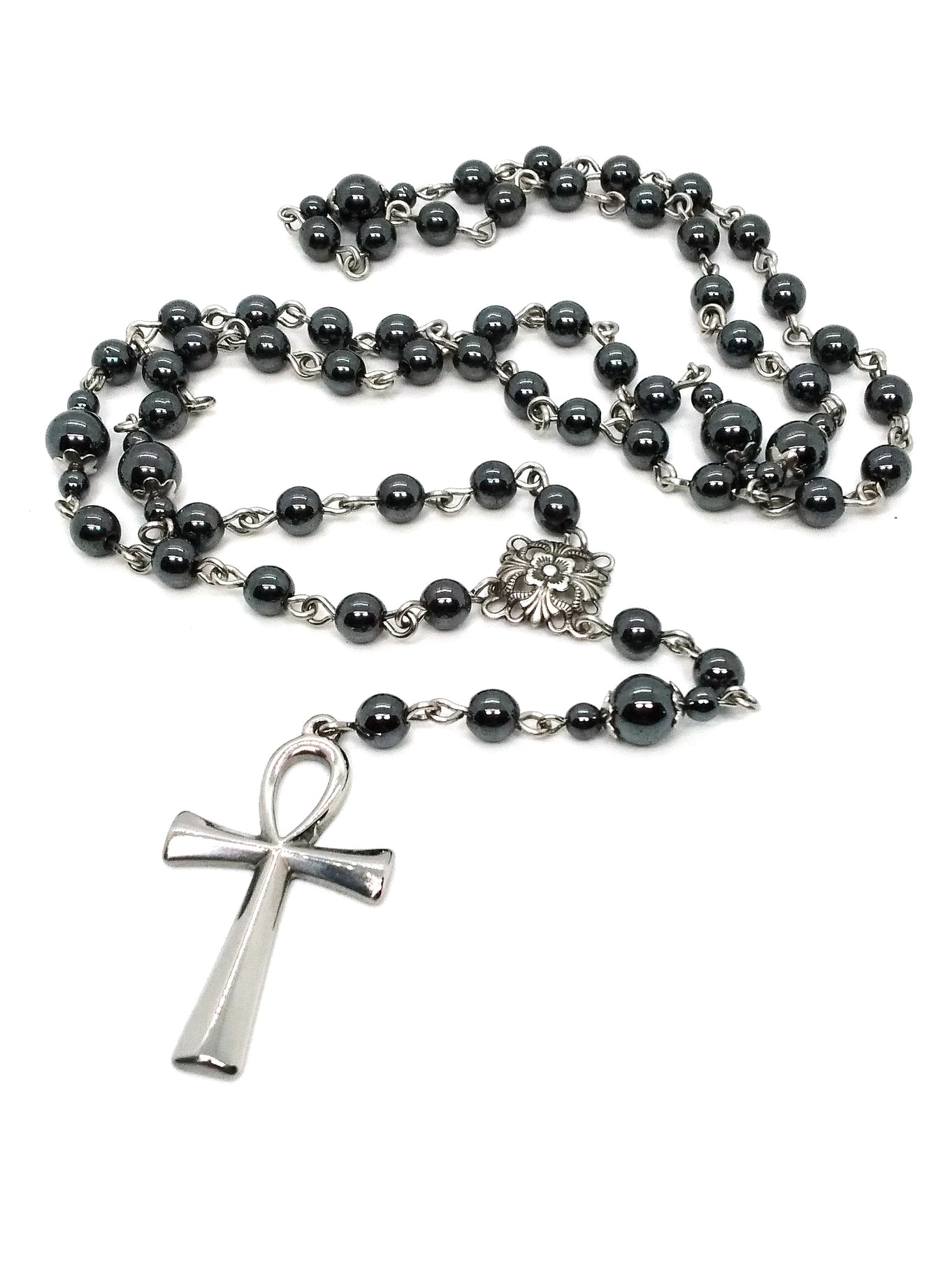 Steel Ankh Rosary