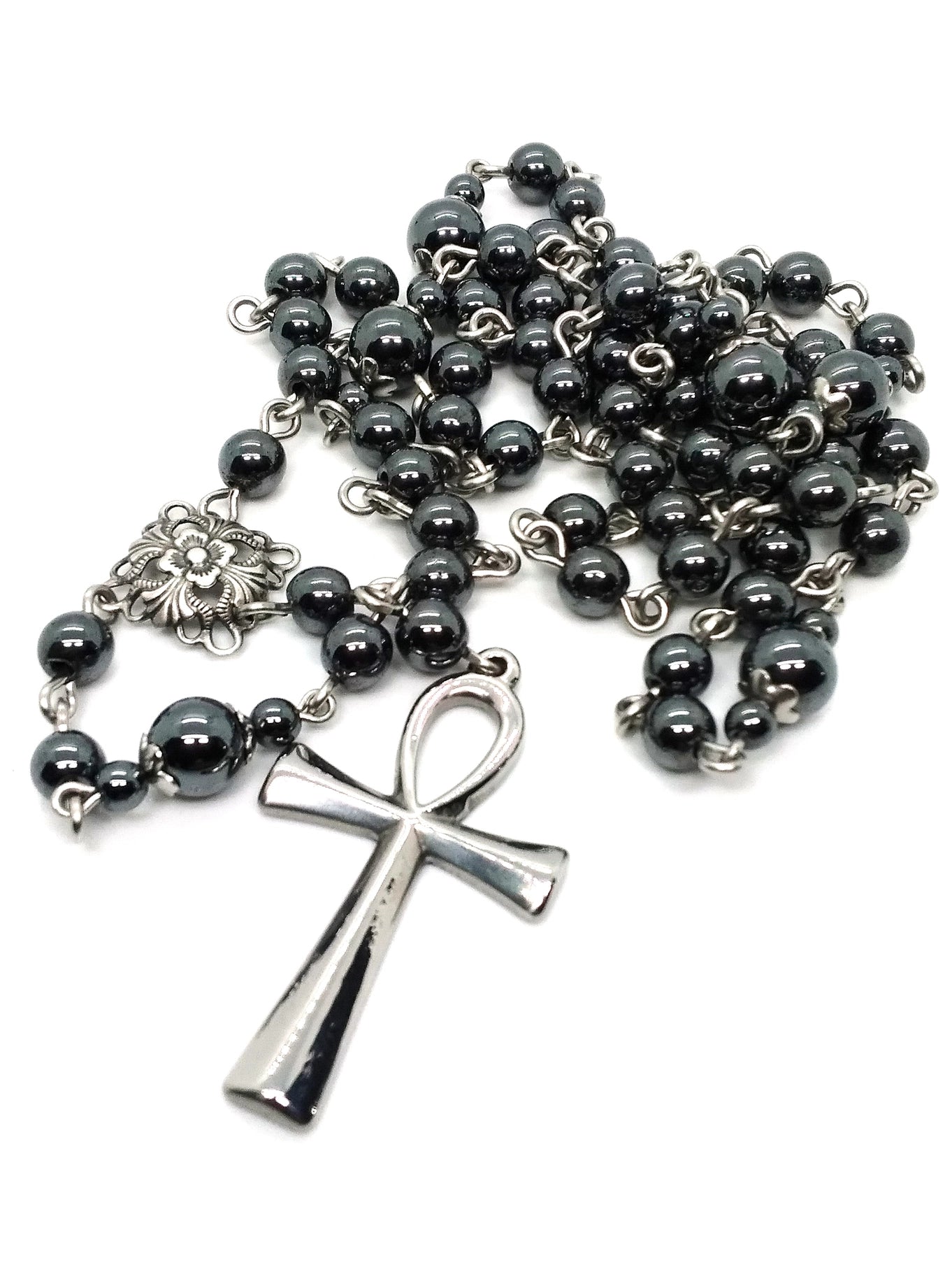 Steel Ankh Rosary