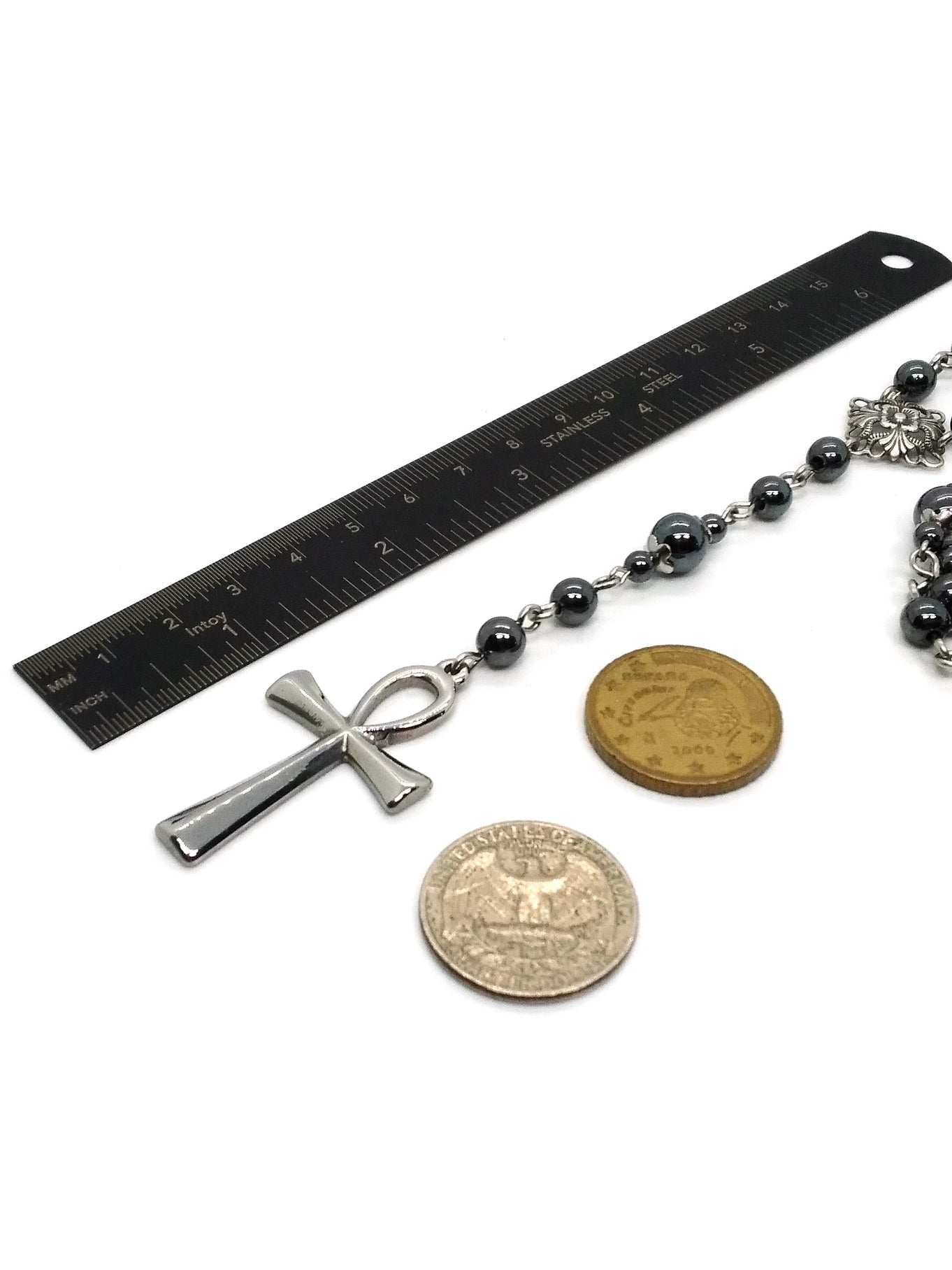 Steel Ankh Rosary