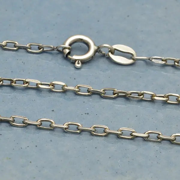 Sterling Silver Faceted Oval Cable Chain - 18 Inches