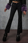 Black Pinstripe Gravepunk Low-Rise Flares