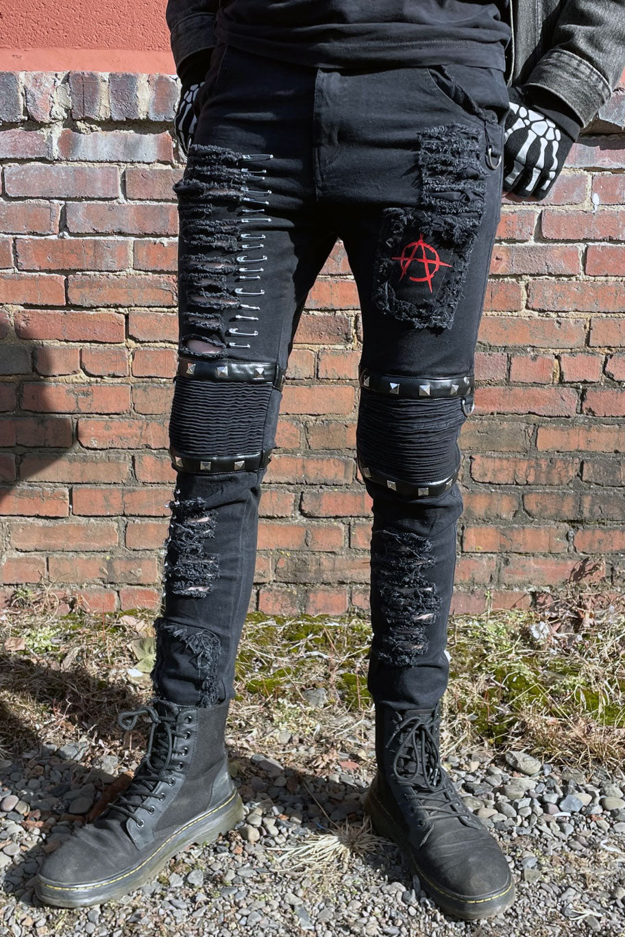 Annihilate Safety Pin Studded Pants