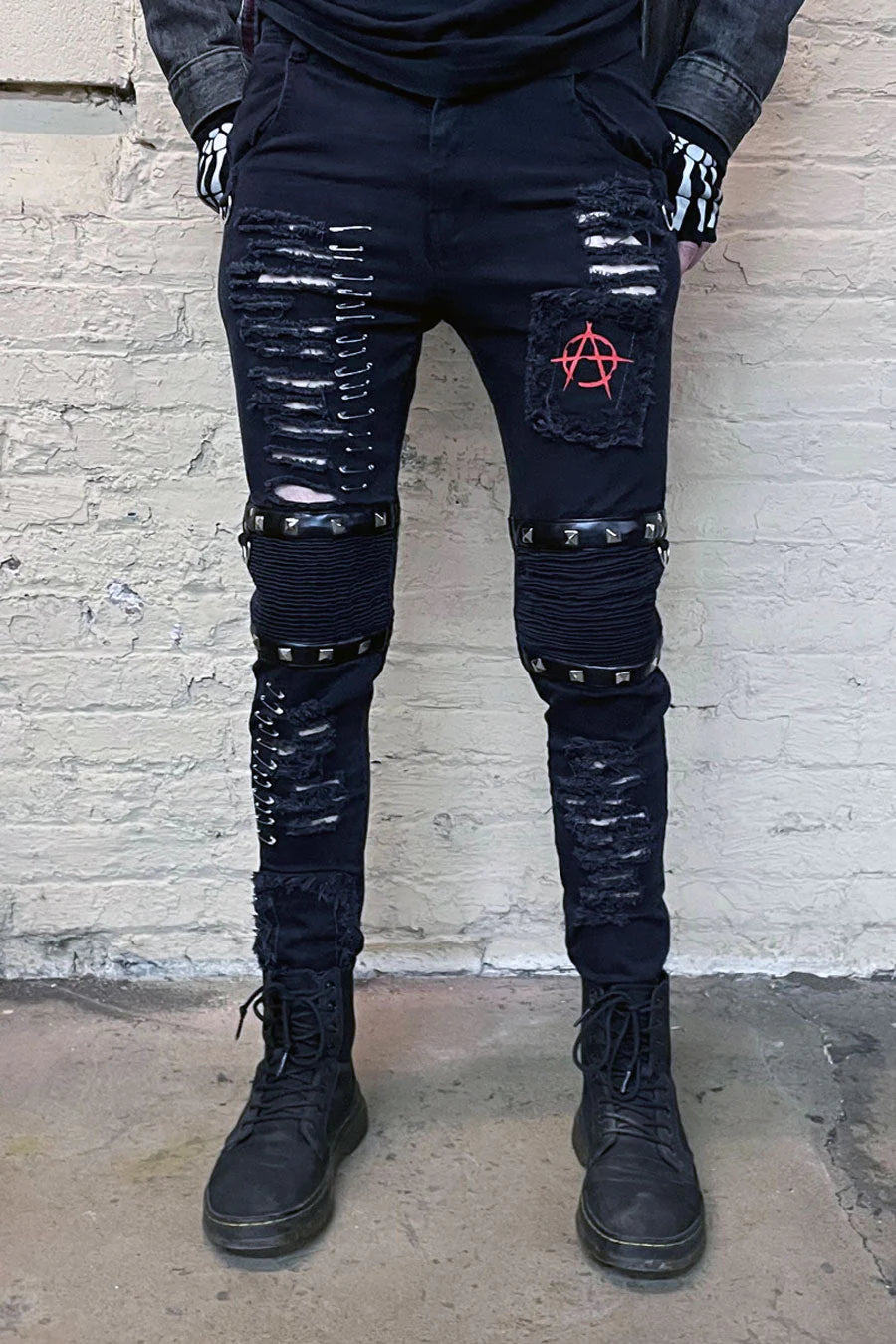 Annihilate Safety Pin Studded Pants