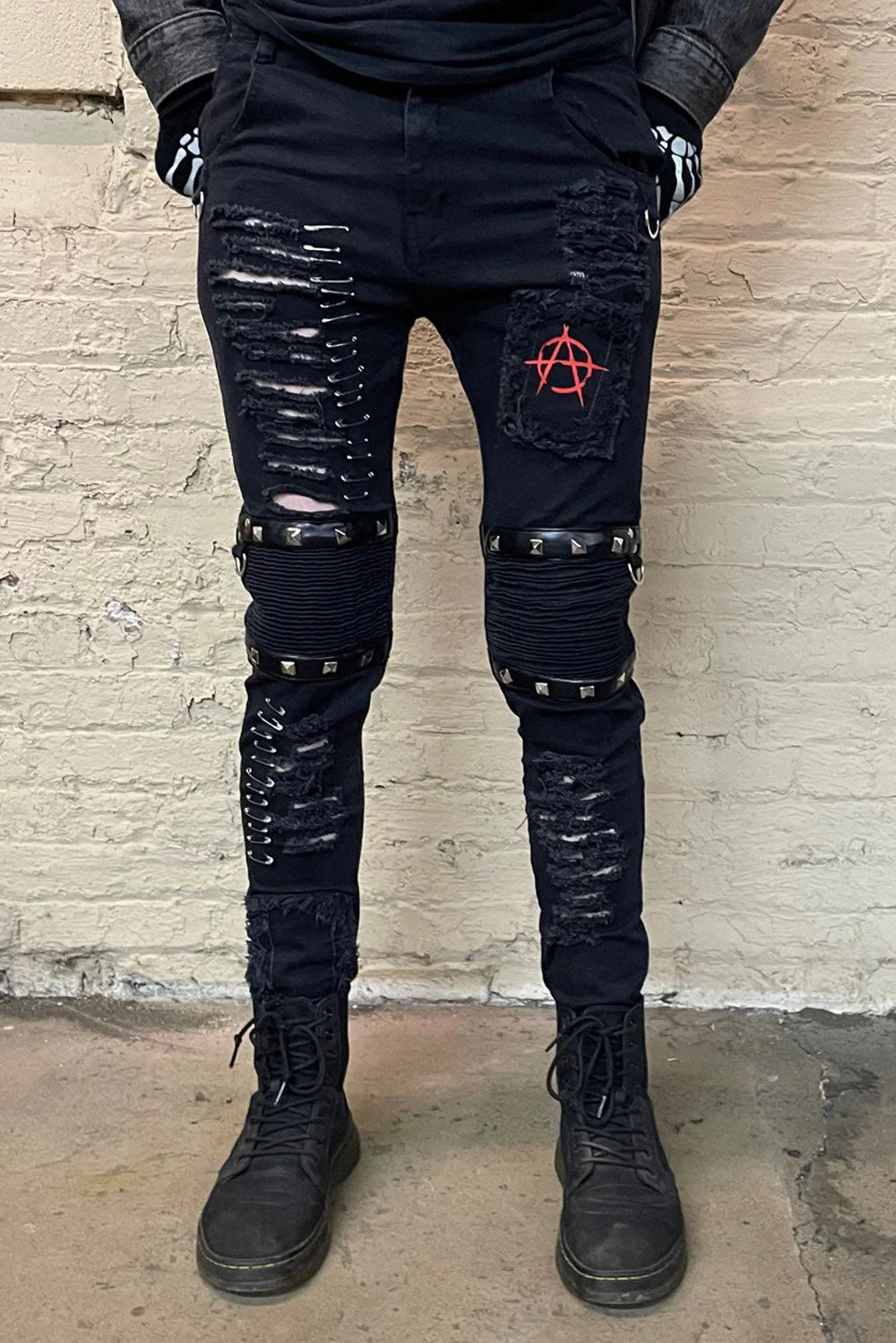 Annihilate Safety Pin Studded Pants