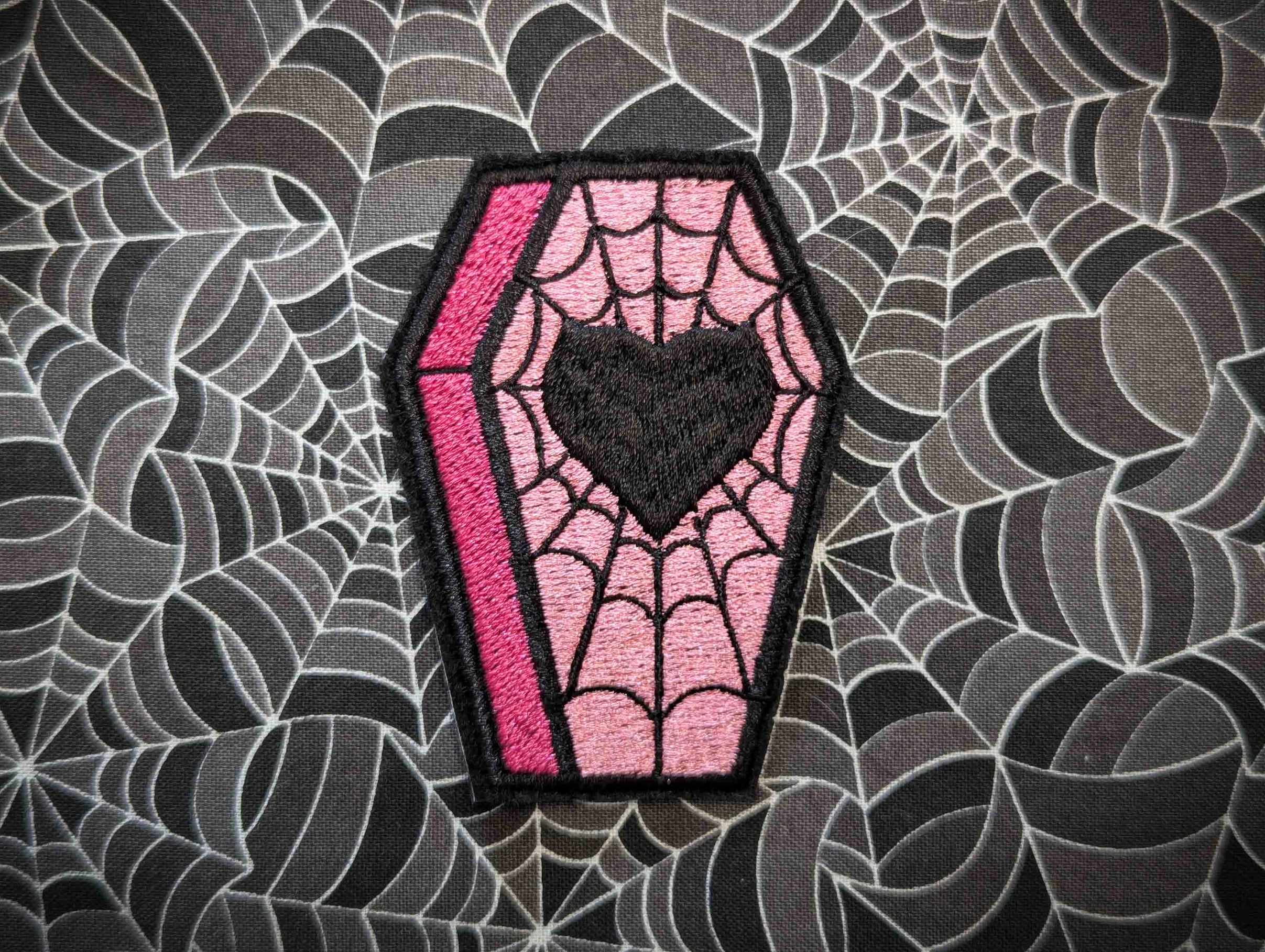 Valentine Heart Coffin Embroidered Iron On Patch