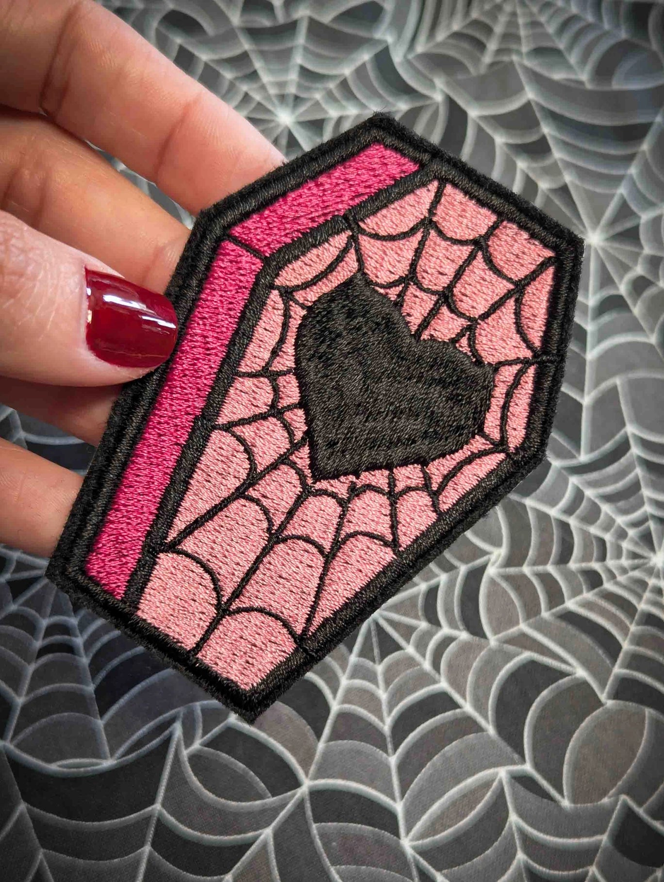 Valentine Heart Coffin Embroidered Iron On Patch