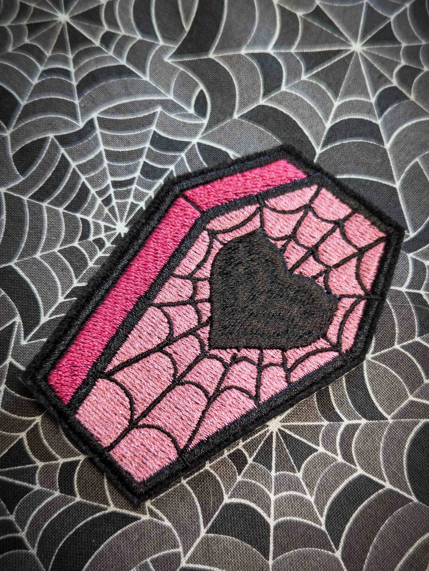 Valentine Heart Coffin Embroidered Iron On Patch