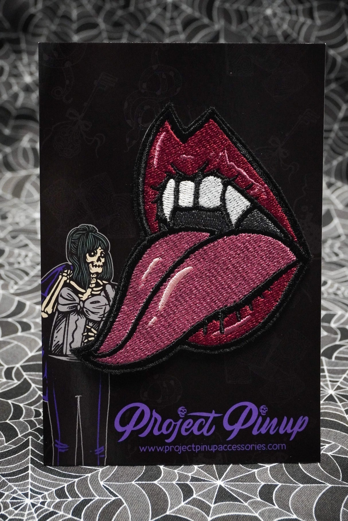 Vampire French Kiss Embroidered Iron On Patch