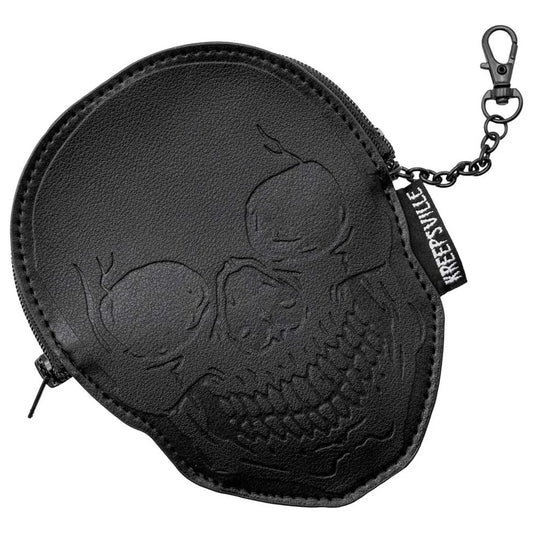 Embossed Skull Zip Wallet ID Case