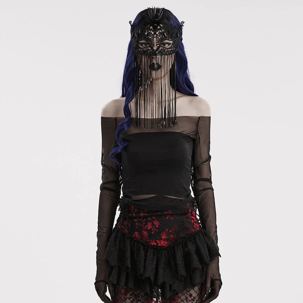 Gothic Lace Mask with Fringe