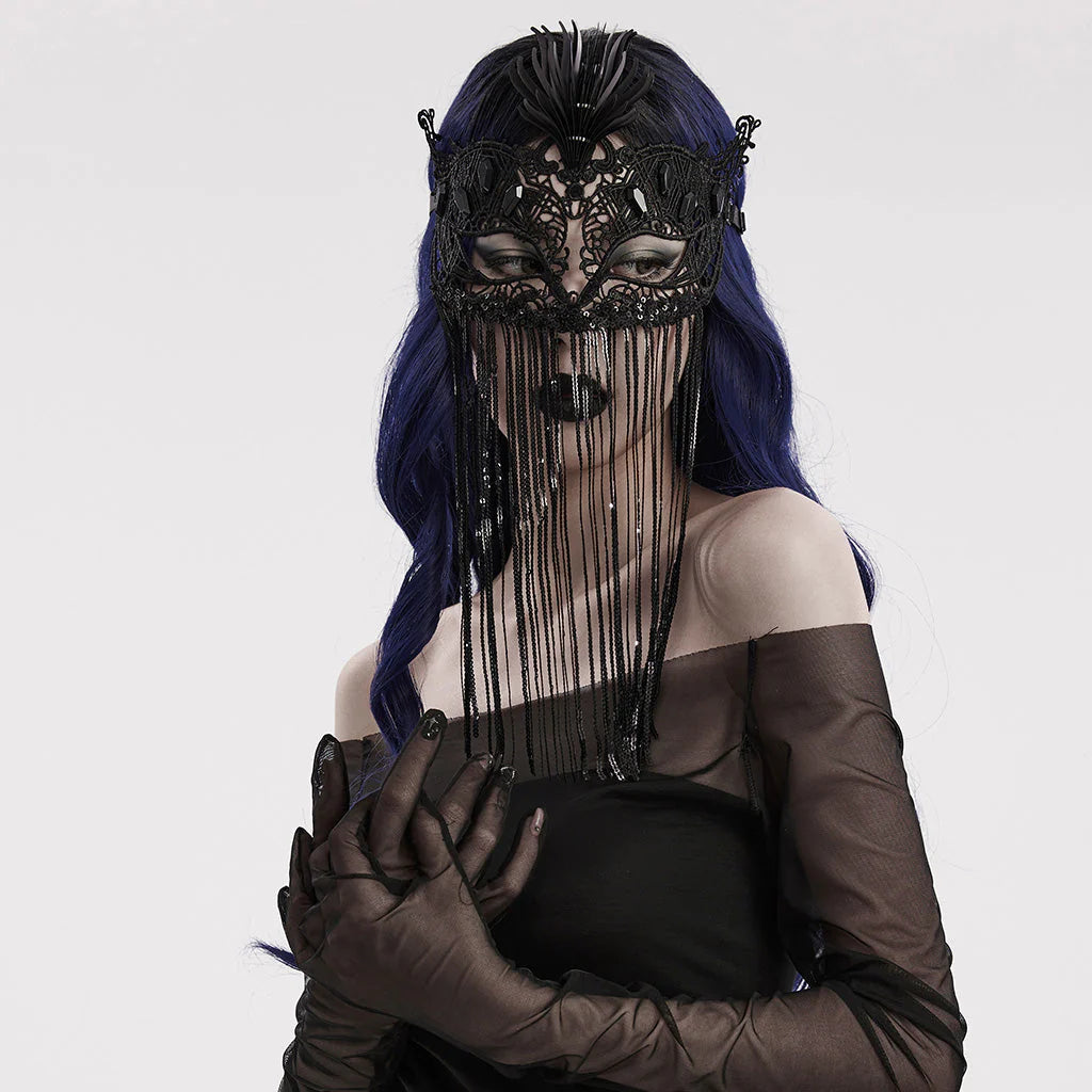 Gothic Lace Mask with Fringe