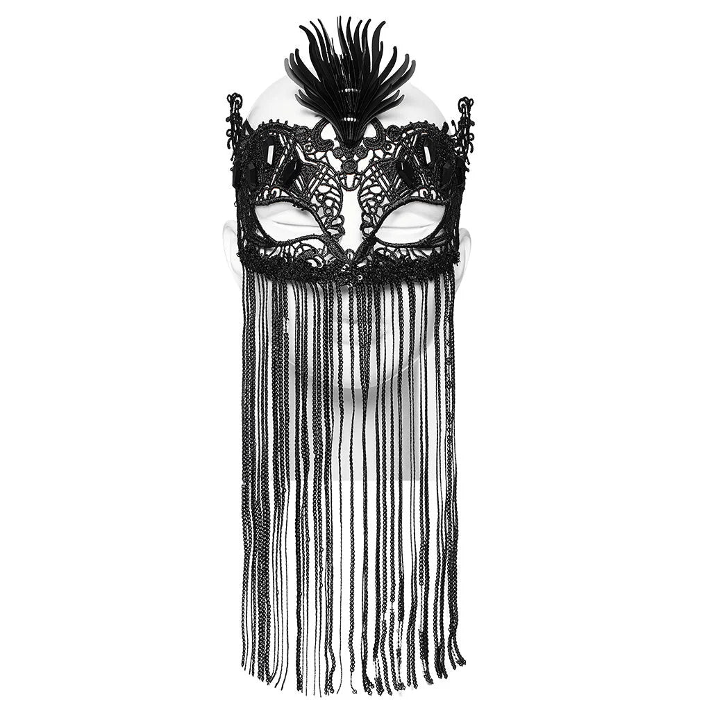 Gothic Lace Mask with Fringe