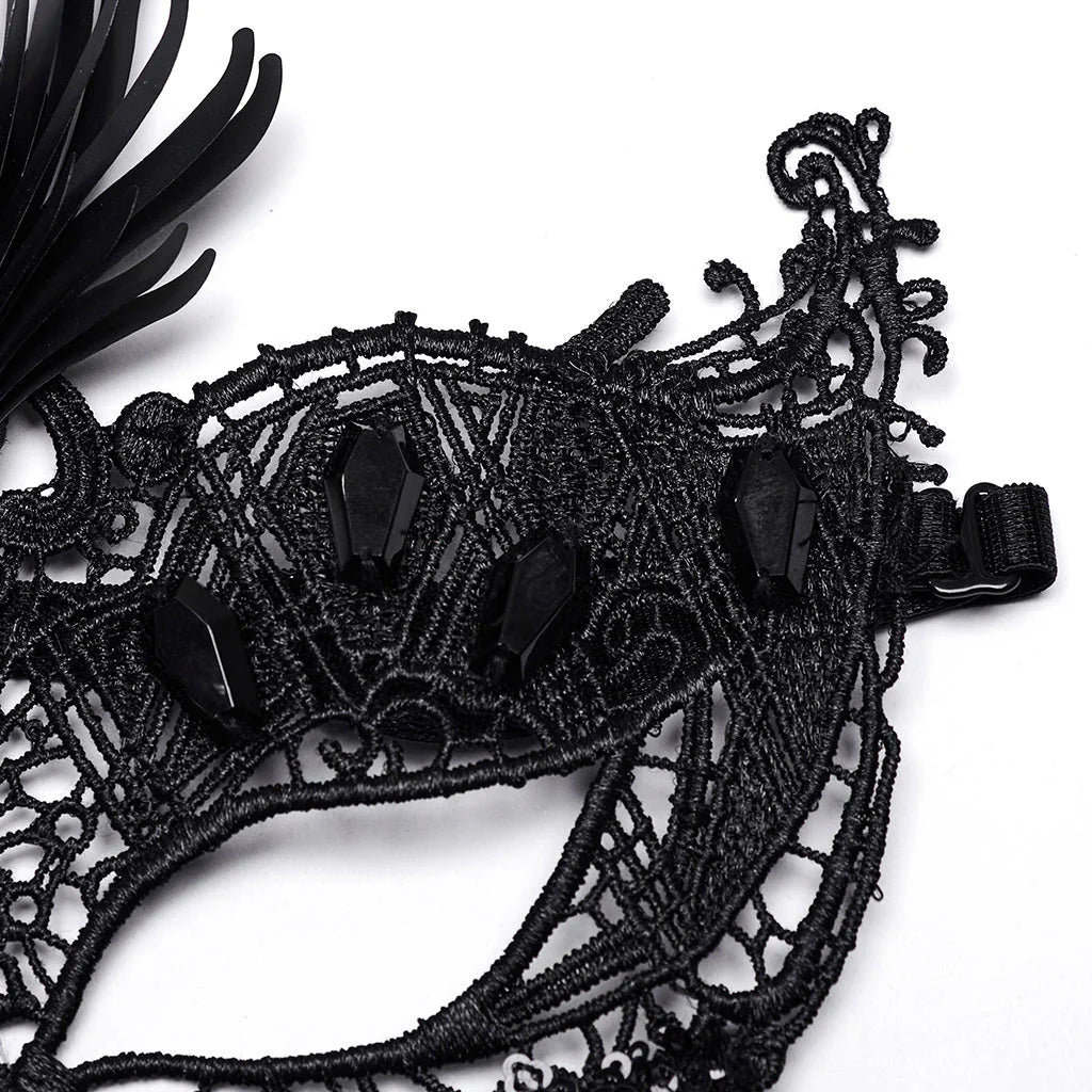 Gothic Lace Mask with Fringe