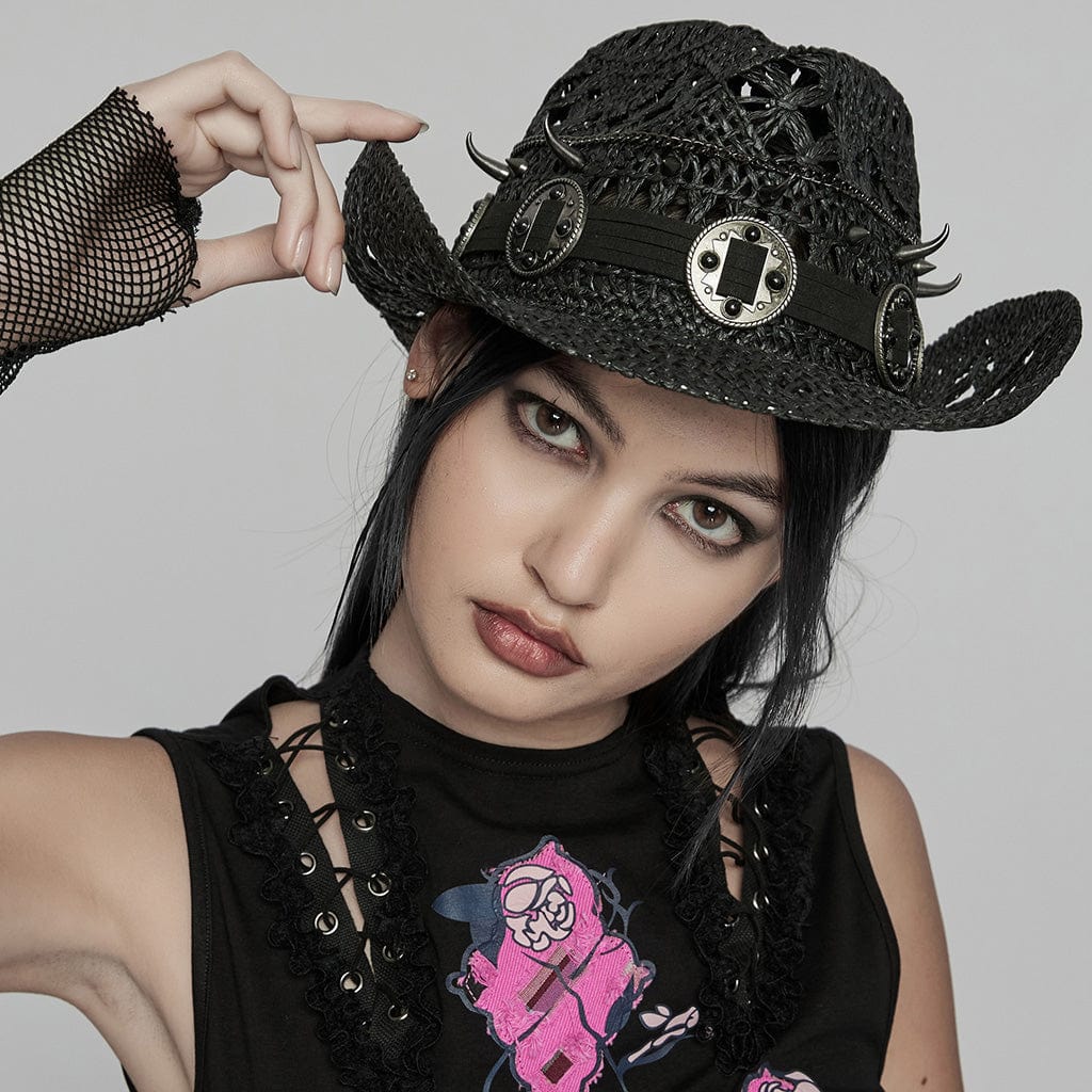 Punk Cutout Studded Hat