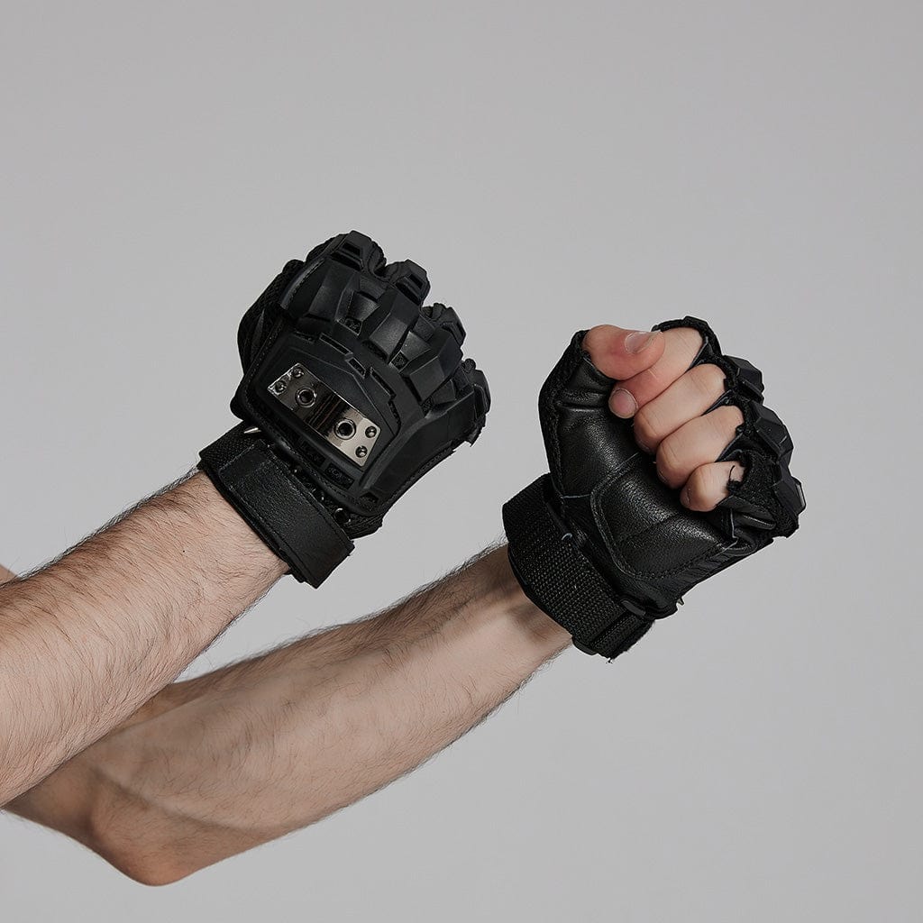 Cyberpunk Spike Mesh Shell Gloves