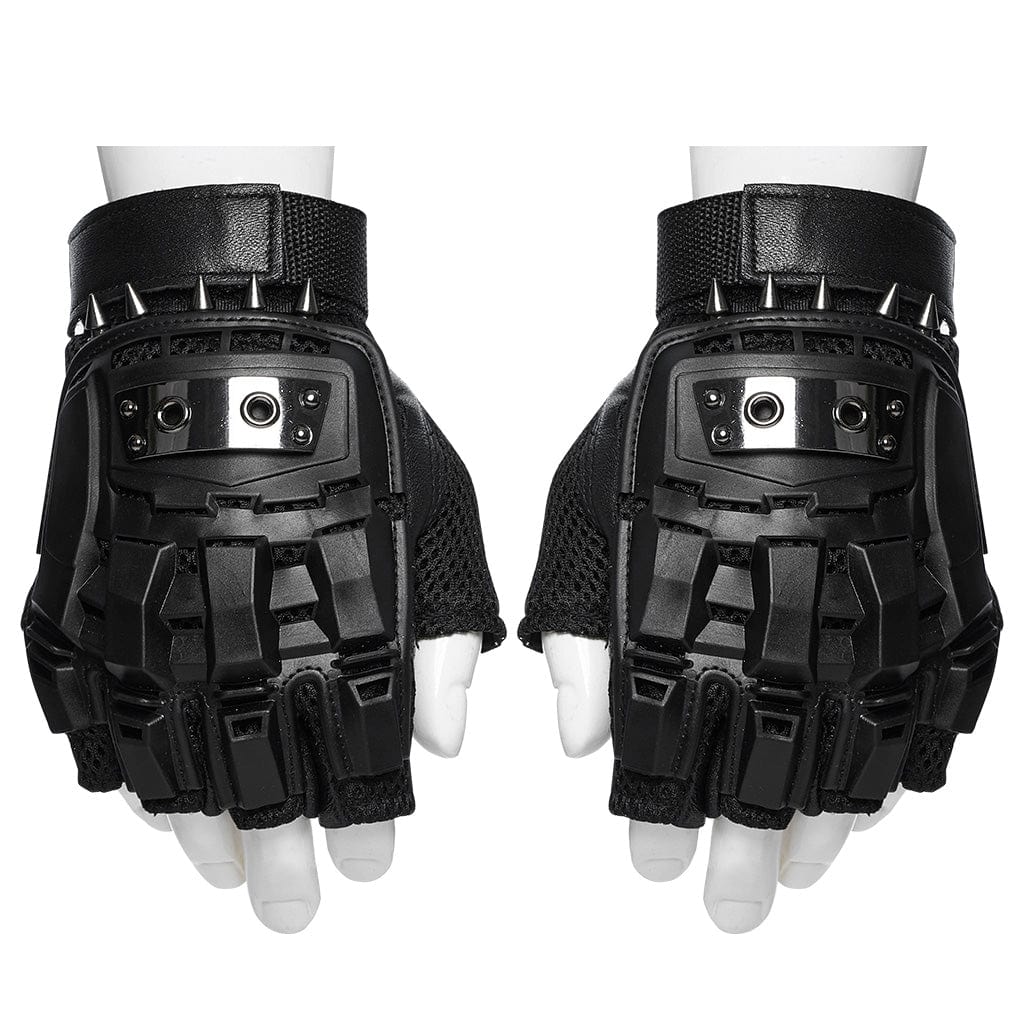 Cyberpunk Spike Mesh Shell Gloves