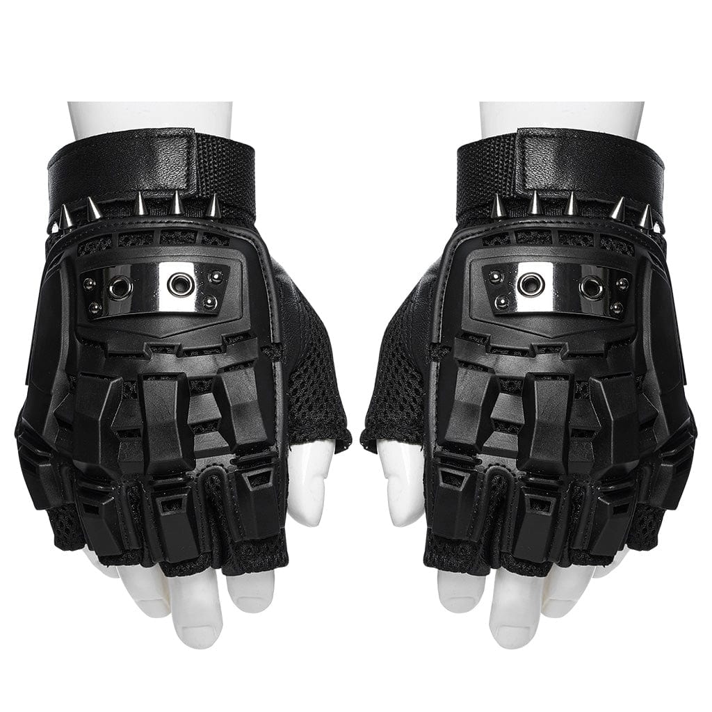 Cyberpunk Spike Mesh Shell Gloves