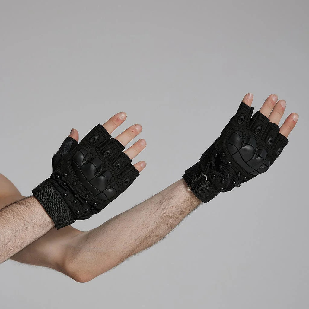 Cyberpunk Studs Mesh Pad Gloves