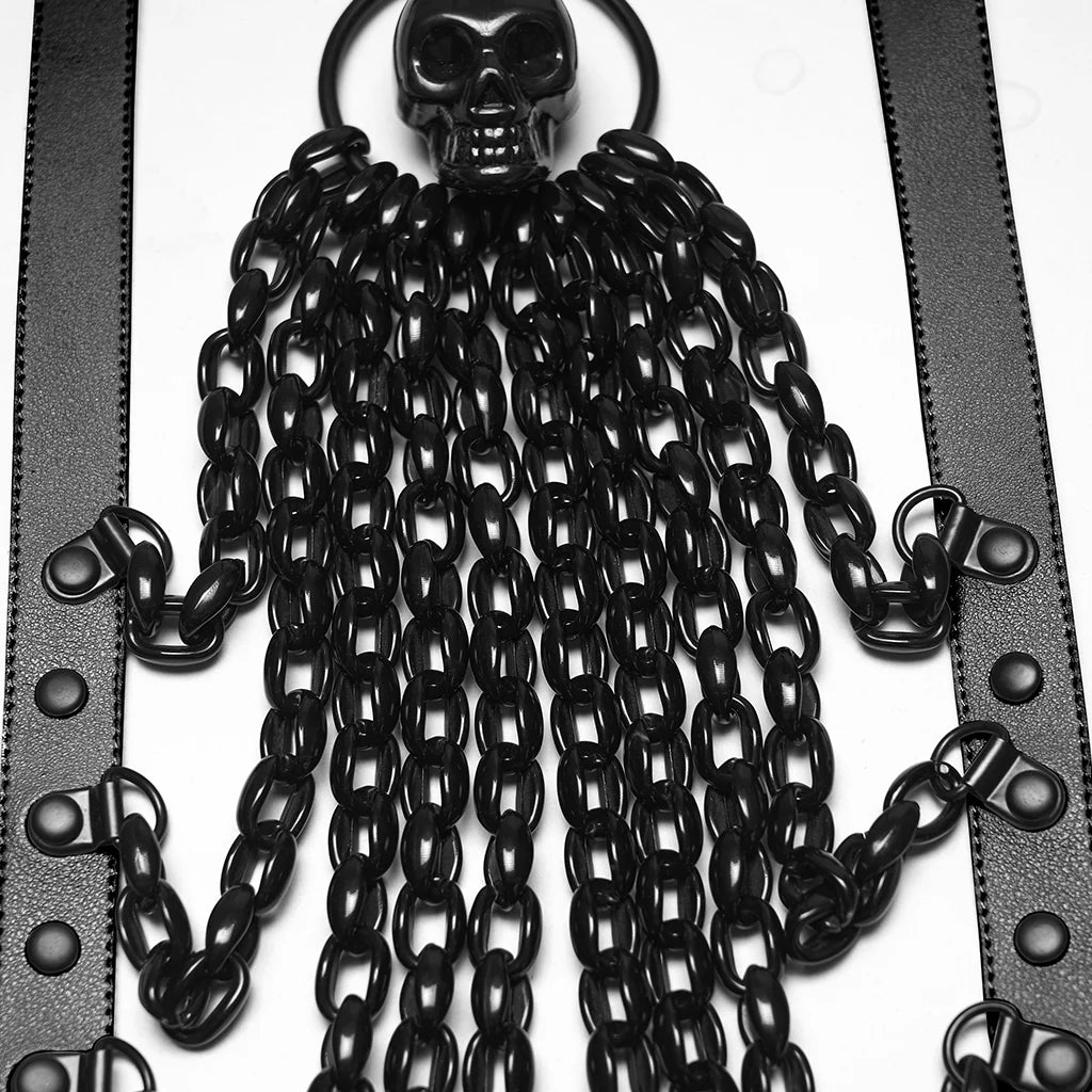 Skull Halterneck Body Harness with Detachable Batwing