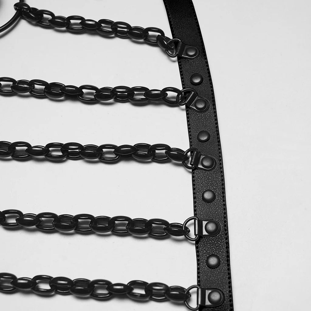 Skull Halterneck Body Harness with Detachable Batwing