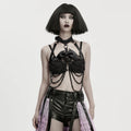 Skull Halterneck Body Harness with Detachable Batwing