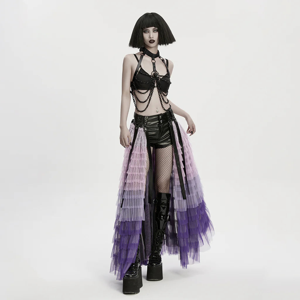 Skull Halterneck Body Harness with Detachable Batwing
