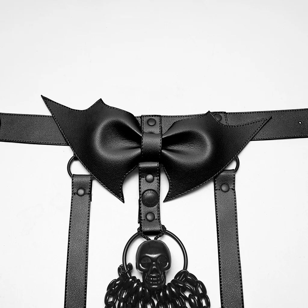 Skull Halterneck Body Harness with Detachable Batwing