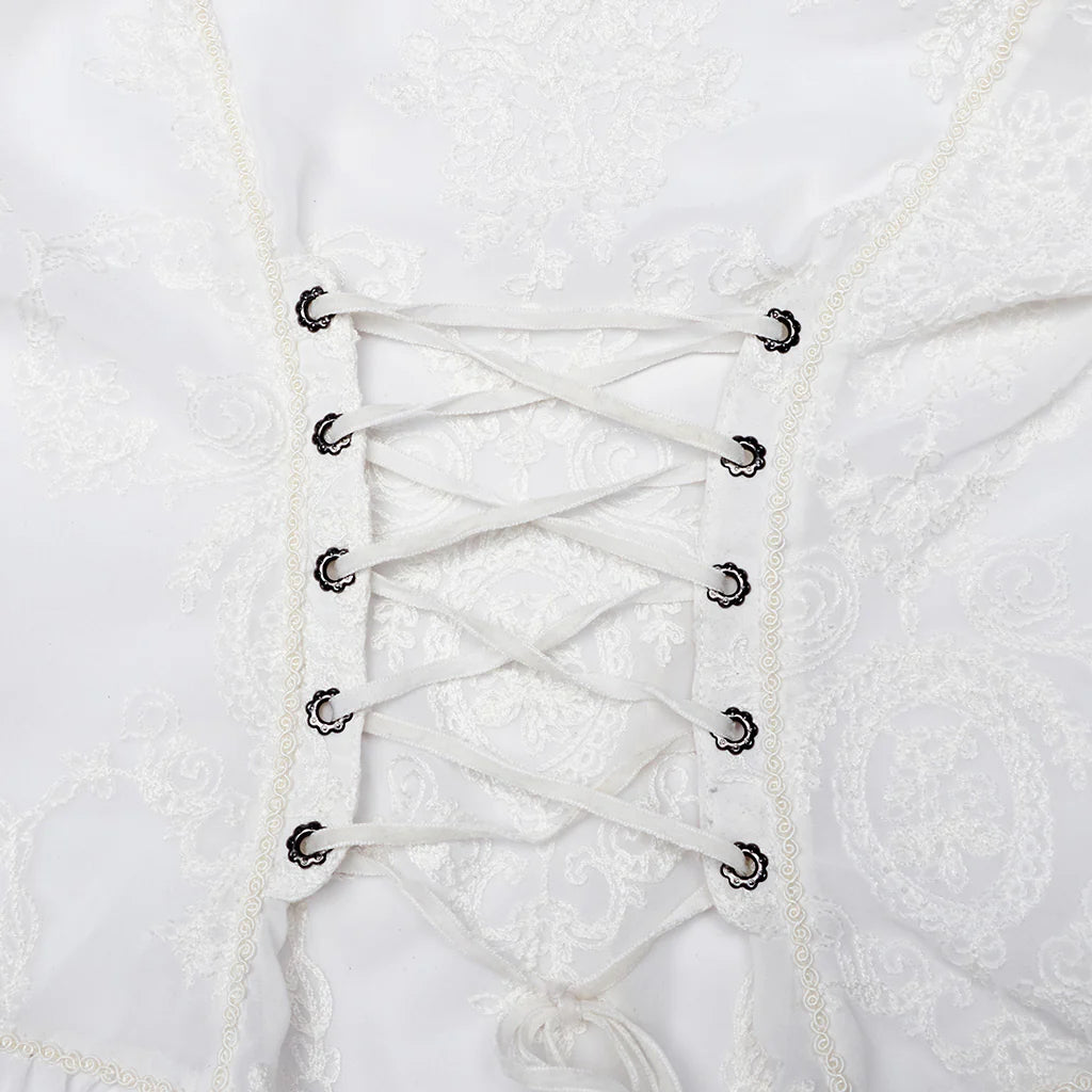 Gothic Puff Sleeved Sheer Shirt - White