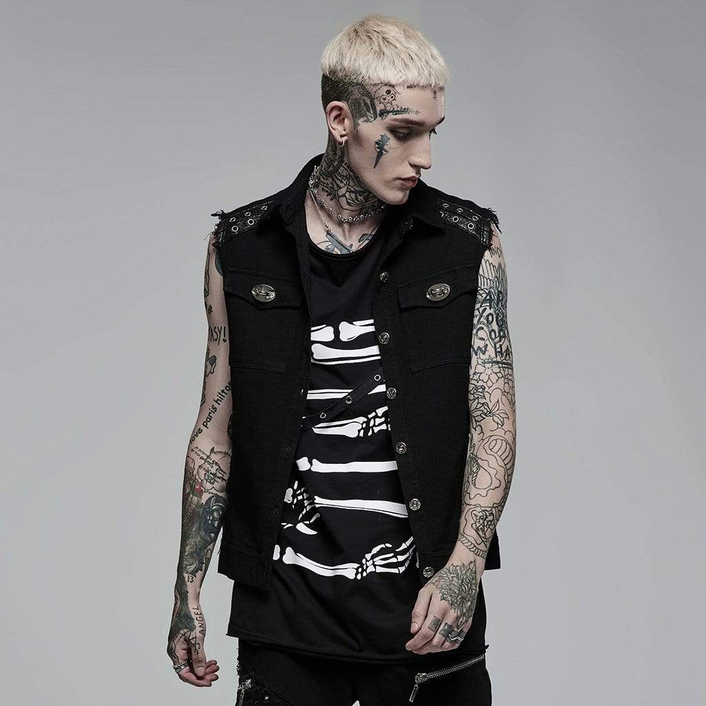 Punk Turn-down Collar Unedged Vest