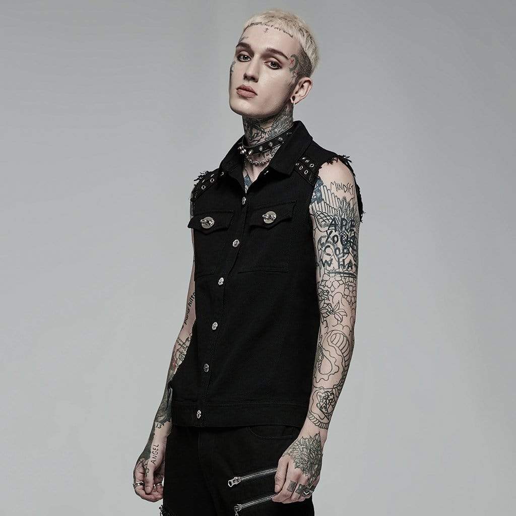 Punk Turn-down Collar Unedged Vest