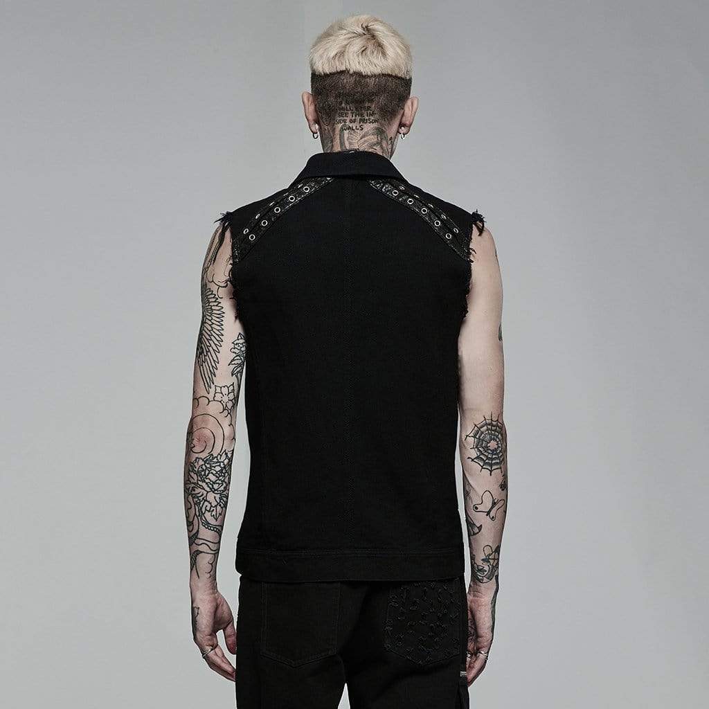 Punk Turn-down Collar Unedged Vest