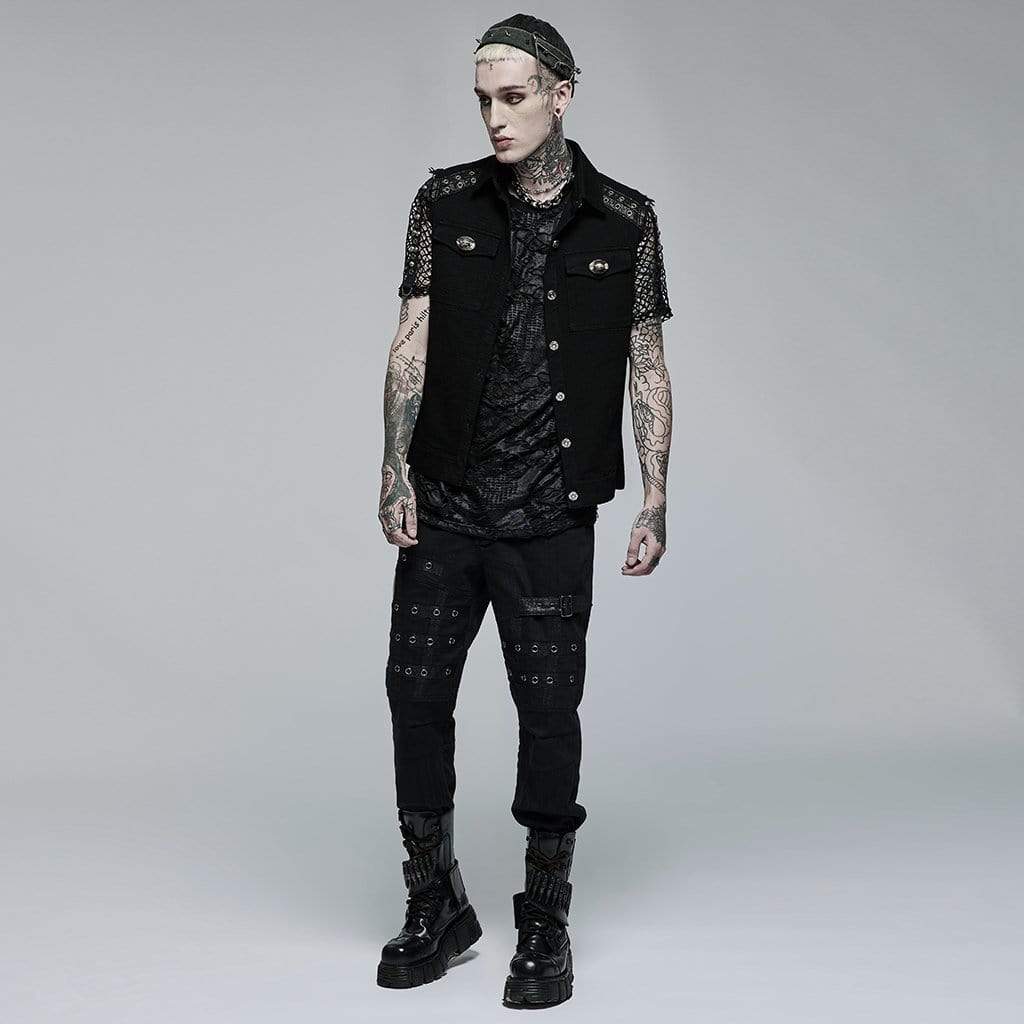 Punk Turn-down Collar Unedged Vest