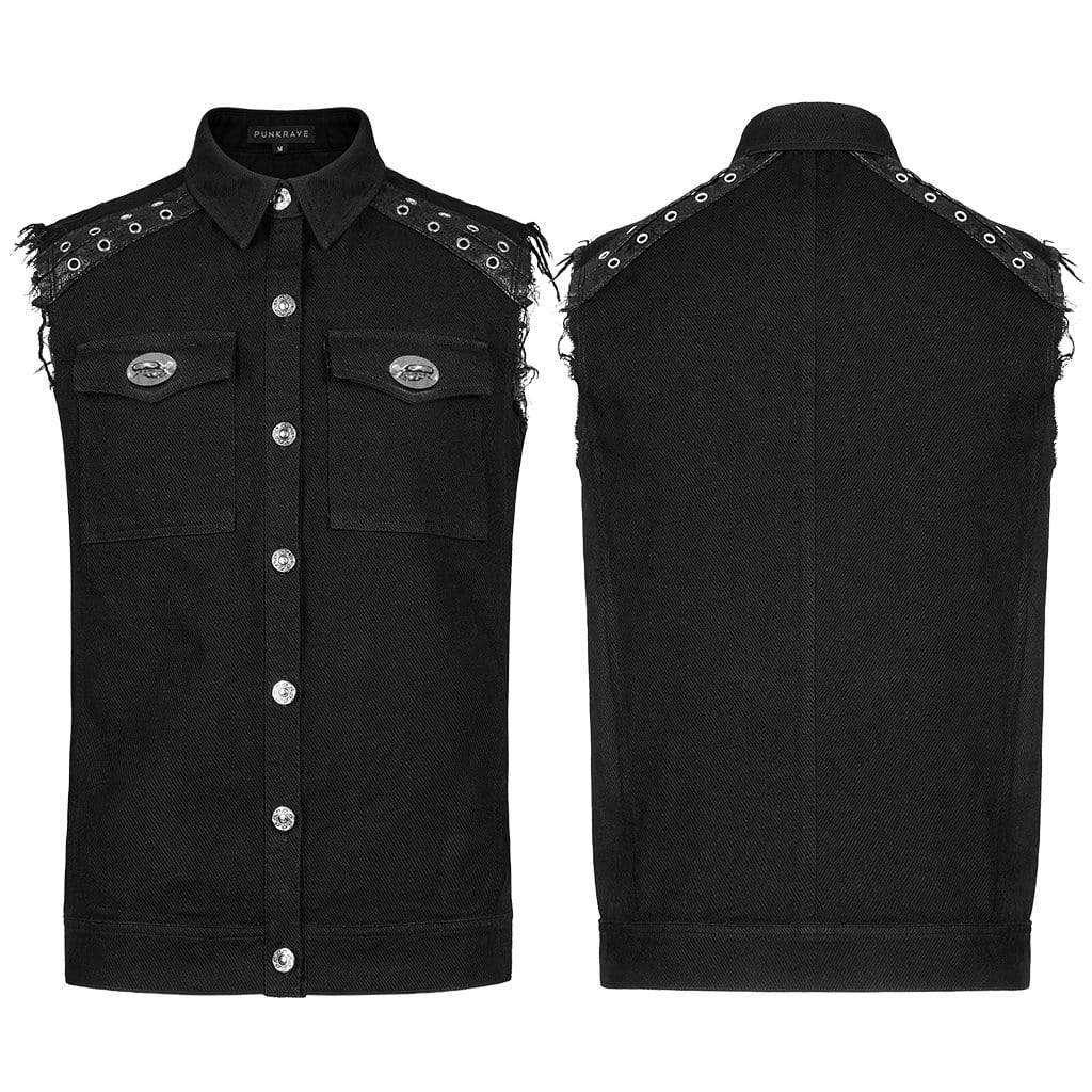 Punk Turn-down Collar Unedged Vest