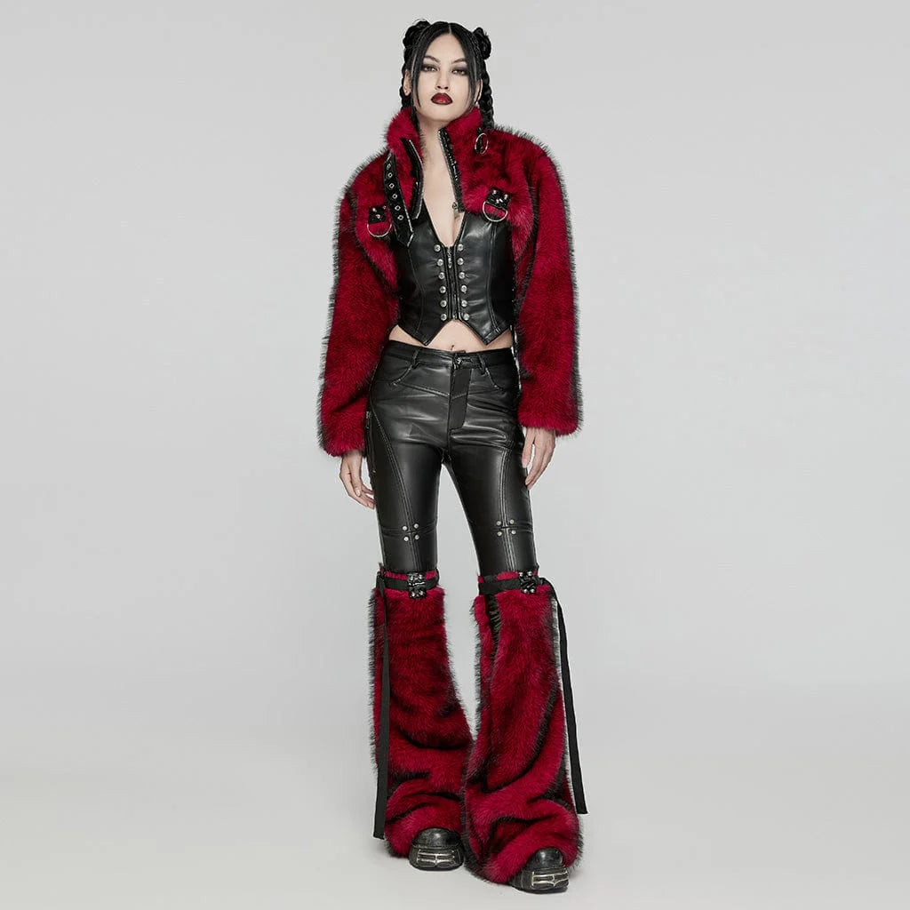 Faux Fur Short Jacket - Red