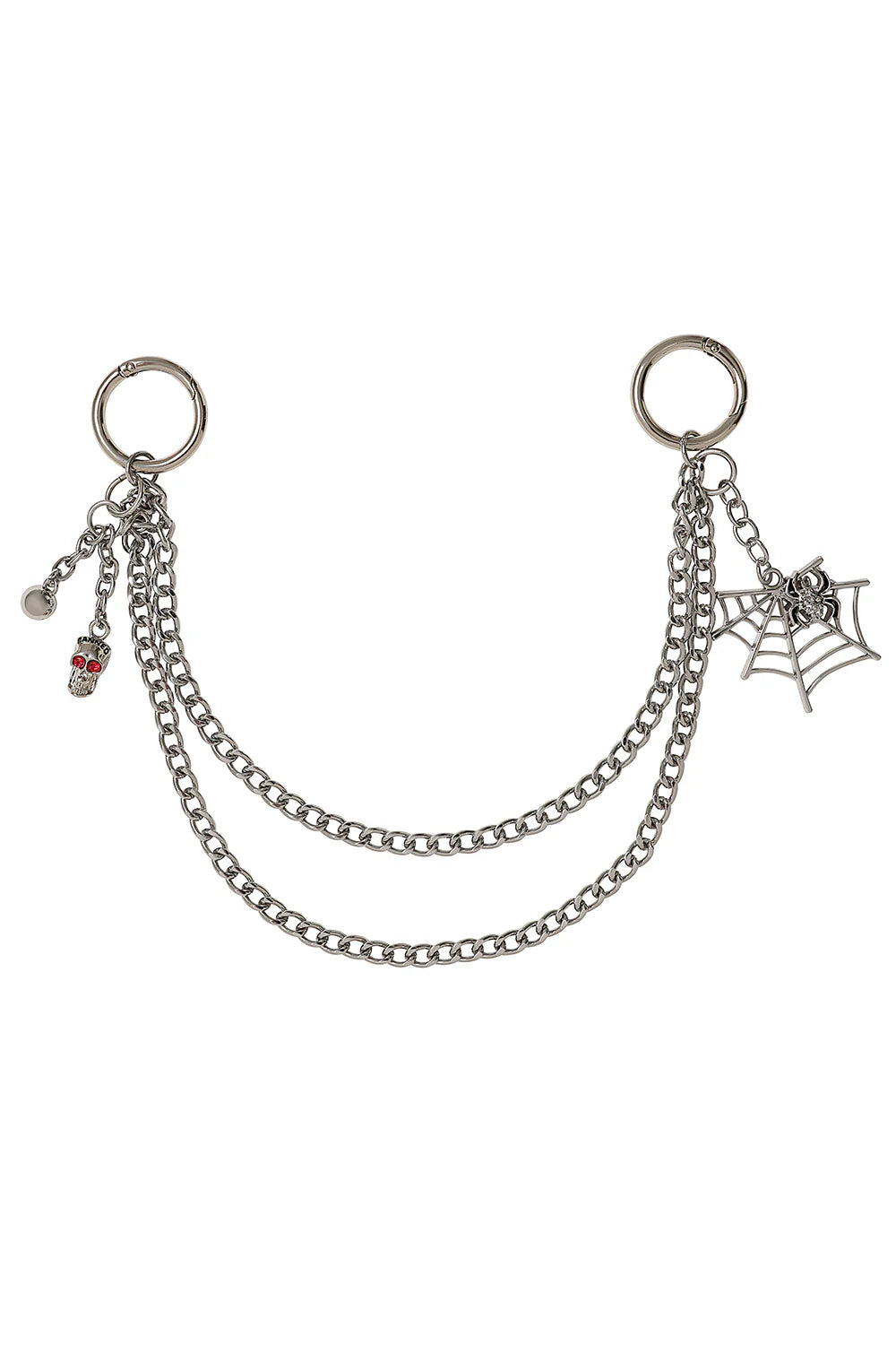 Web Of Fate Spiderweb Skull Double Chain