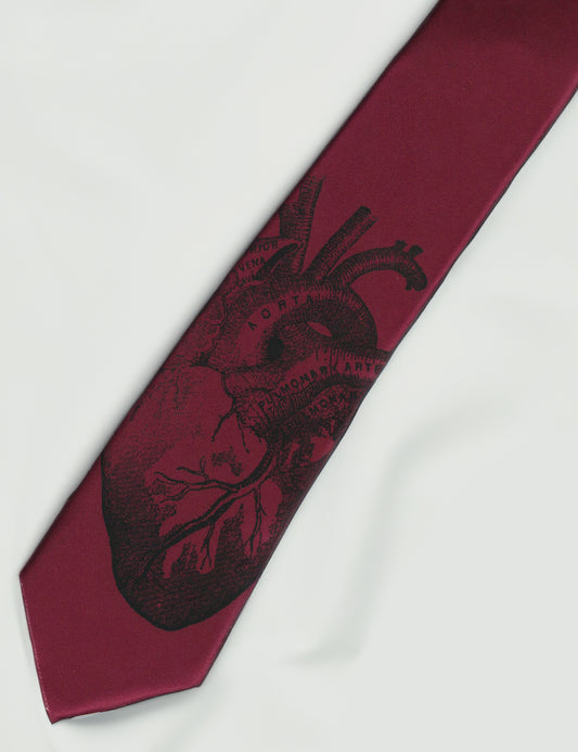 Anatomical Heart Necktie - Burgundy