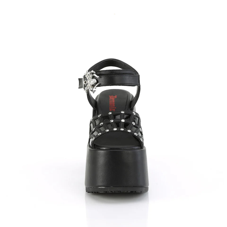 Camel-17 Black Vegan Leather Sandals