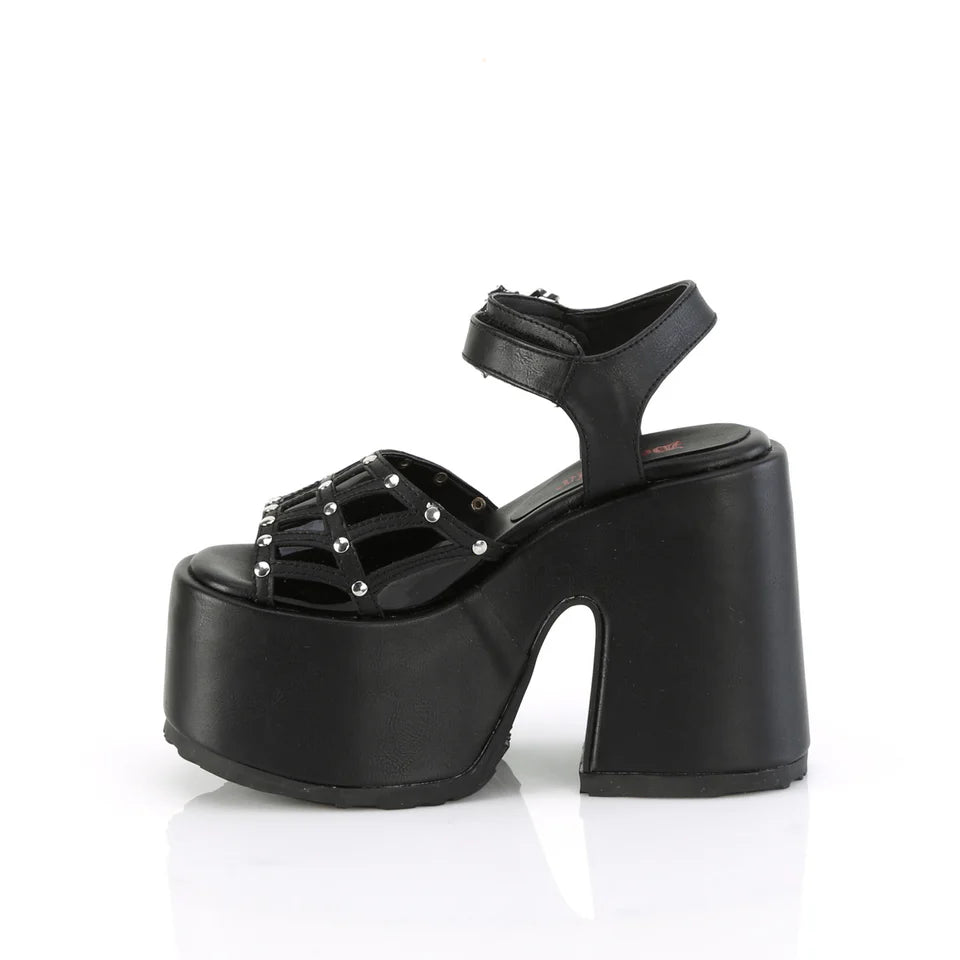 Camel-17 Black Vegan Leather Sandals